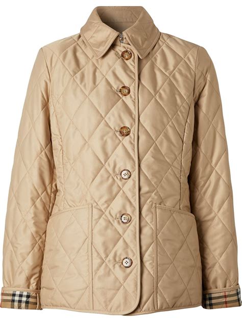 burberry beige quilted diamond check print lining jacket|Burberry fernleigh thermoregulated diamond jacket.